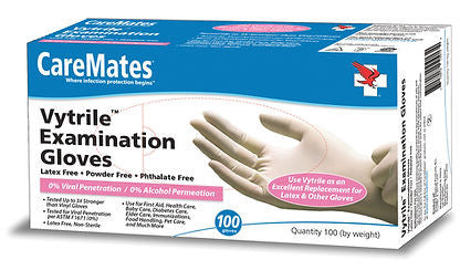 CareMates Vytrile Examination Gloves Powder Free X-Large, 100 Ea